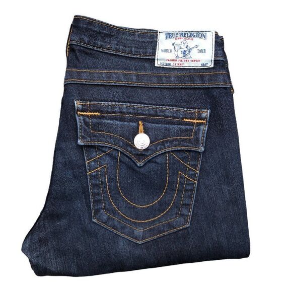 TRUE Religion Jeans Size 29 SKINNY FLAP Blue - Picture 1 of 6